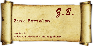 Zink Bertalan névjegykártya